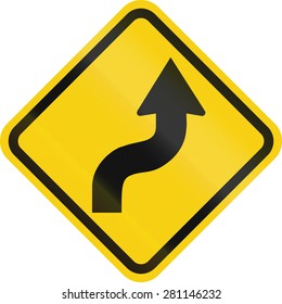 Colombian Road Warning Sign: Reverse Curve