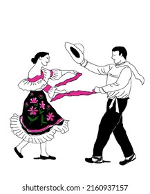 Colombian Typical Dance Drawing Couple Dancing Stock Illustration ...