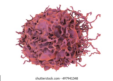 Colon Cancer Cell Isolated On White Background, 3D Illustration