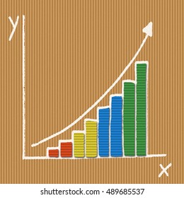 Color Bar Chart Graph With X And Y Axis, Cardboard Paper Texture ,background Pattern