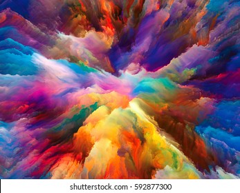 Color Burst Series. Abstract Design Made Of Fractal Paint And Rich Texture On The Subject Of Imagination, Creativity And Art