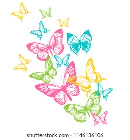 Set Colorful Butterflies Arranged Circle Isolated Stock Vector (Royalty ...