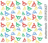 color disabled handicap icon isolated seamless pattern on white background. wheelchair handicap icon.