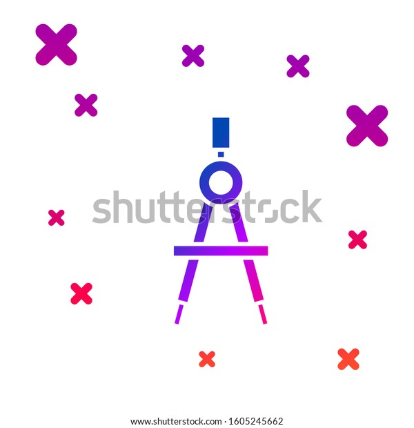 Color Drawing compass icon\
isolated on white background. Compasses sign. Drawing and\
educational tools. Geometric instrument. Gradient random dynamic\
shapes. 