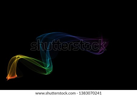 color flame wave smoke flow on black background