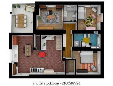 Color Floor Plan For Marketing. 3d Floor Plan. Interior Design. Home Space. Floorplans.