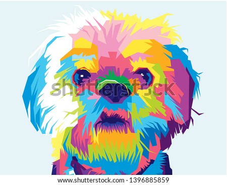 Color Full Dog. Pop art Illustration.