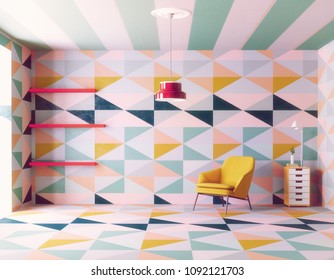 color geometric pattern interior. 3d creative design