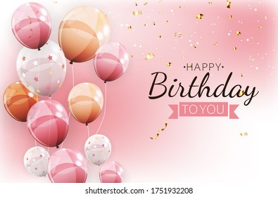 Color Glossy Happy Birthday Balloons Banner Background  Illustration  - Powered by Shutterstock