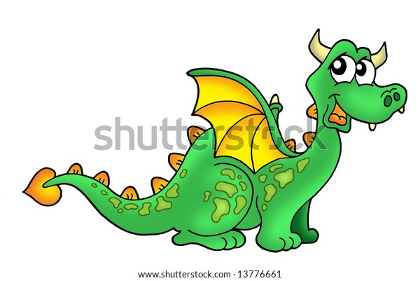 Color Illustration Cute Green Dragon Stock Illustration 13776661