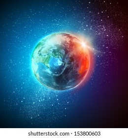 Color Image Of Earth Planet In Space