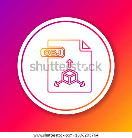 Color line OBJ file document. Download obj button icon isolated on color background. OBJ file symbol. Circle white button. 