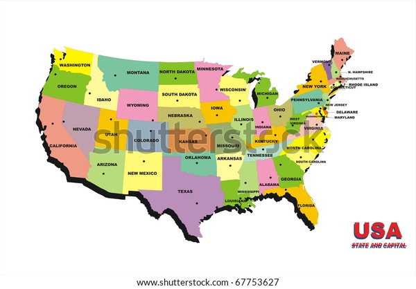 Color Map United States America On Stock Illustration 67753627