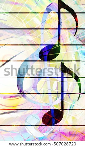 color music notes and color background. Music concept.
