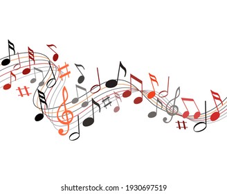 Color Music Notes On A Solide White Background