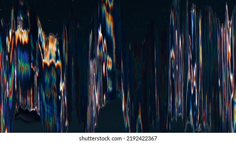 Color Noise Texture. Screen Glitch Overlay. Matrix Damage. Blur Neon Purple Blue Orange Glowing Artifacts Dust Scratches On Dark Black Illustration Abstract Background.