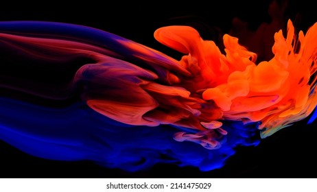 Color Paint Drops In Water , Abstract Color Mix Background,