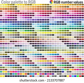 Color Palette Rgb Color Numbers Rgb Stock Illustration 2133707887