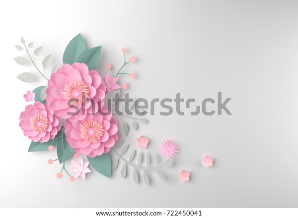 カラー紙の花の壁紙の背景 抽象的な花柄の背景 結婚式とグリーティングカードテンプレート用のデザイン 3dイラスト のイラスト素材