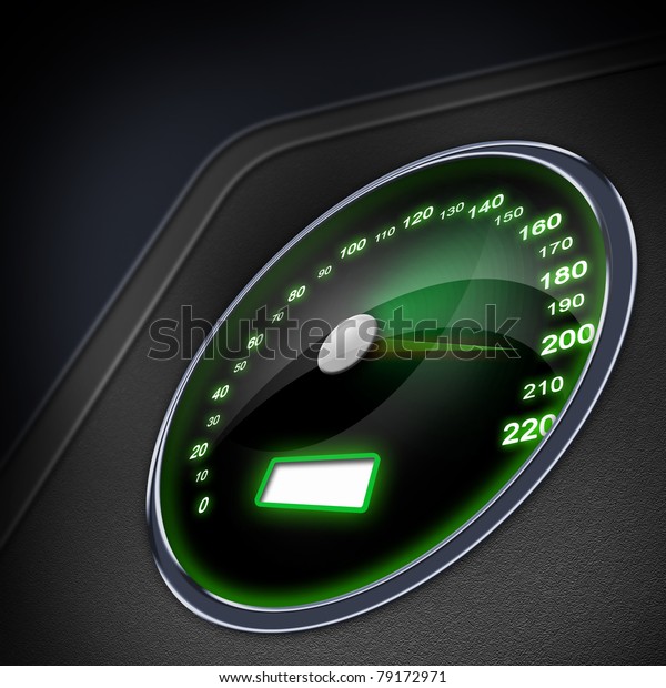 color picture\
of speedometer on a car\
dashbpard