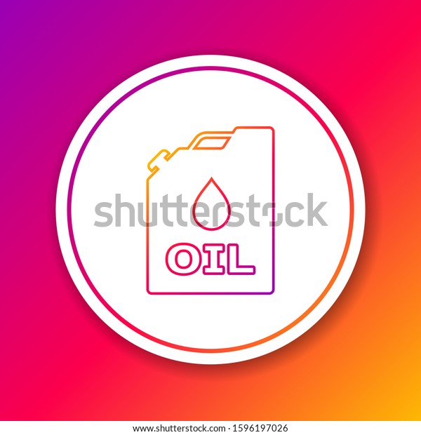 Color Plastic canister for
motor machine oil line icon isolated on color background. Oil
gallon. Oil change service and repair. Engine oil sign. Circle
white button. 