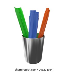 Color plastic rolls. 3d render illustration