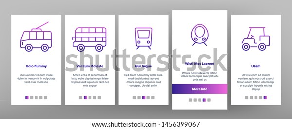 Color\
Public Transport And Vehicle Onboarding Mobile App Page Screen.\
Passenger Urban Transport Outline Symbols Pack. Bus, Taxi Cab,\
Trolley, Train Side And Front View\
Illustrations