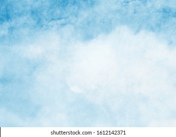 Color Sky With Clouds As Background. Watercolor