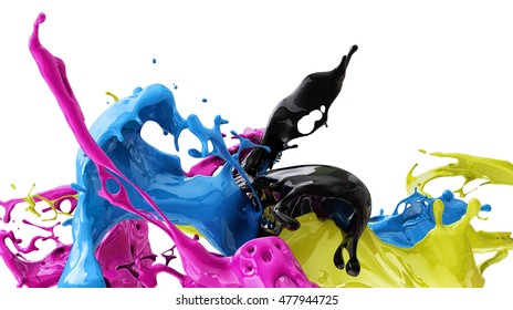 Color Splash, Cmyk, 3d Illustration