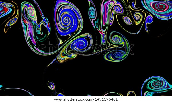 Color stains in the form of silk fabric.  Curly\
multi-colored stains.  Magical patterns and backgrounds with small\
colored dots.