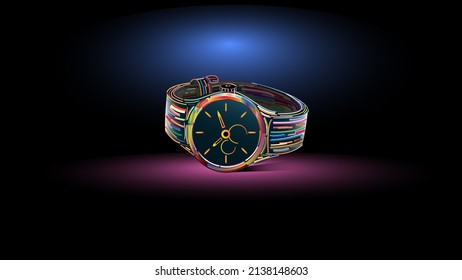 Color Strip New Wrist Watch. New Collection Of Branded Watch For Shopping Mall Advertisement.