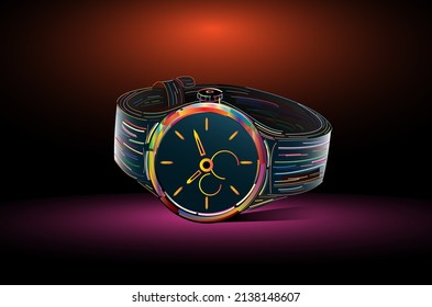 Color Strip New Wrist Watch. New Collection Of Branded Watch For Shopping Mall Advertisement.