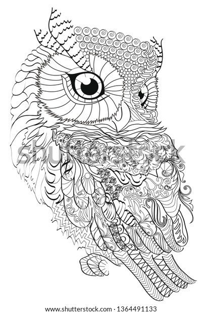 Color Therapy Antistress Coloring Book Owl Stock Illustration 1364491133 Color Therapy Antistress Coloring Book Owl Stock Illustration 1364491133