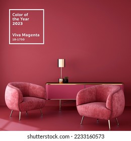 Color of the year 2023 in interior design ,3d illustration,3d rendering Stock Illustration