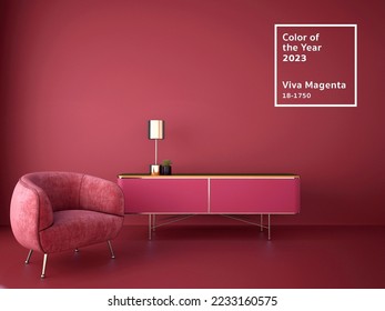 Color of the year 2023 in interior design ,3d illustration,3d rendering Illustrazione stock
