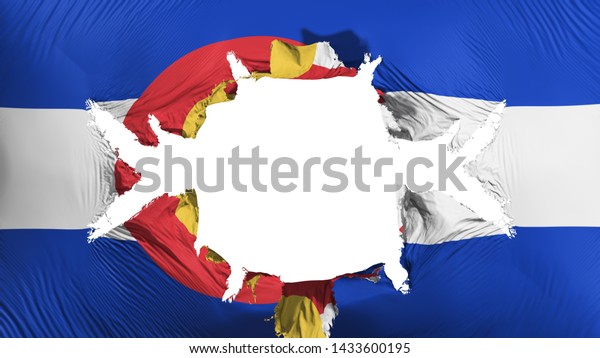 Colorado state flag with a big hole, white\
background, 3d\
rendering