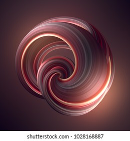 Colored Abstract Twisted Shape. Computer Generated Geometric Illustration. 3D Rendering