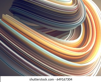 Colored abstract twisted shape. Computer generated geometric illustration. 3D rendering