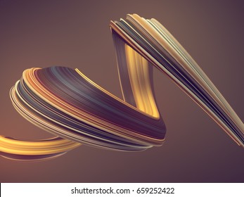 Colored Abstract Twisted Shape. Computer Generated Geometric Illustration. 3D Rendering