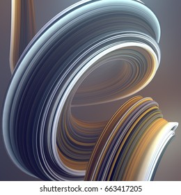 Colored Abstract Twisted Shape. Computer Generated Geometric Illustration. 3D Rendering