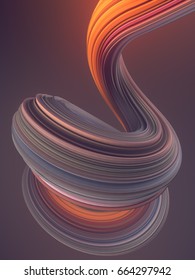 Colored Abstract Twisted Shape. Computer Generated Geometric Illustration. 3D Rendering