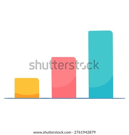Colored bar chart with three bars flat jpg illustration