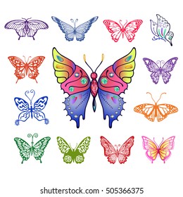 Collection Original Vector Illustrations Colorful Butterfly Stock ...