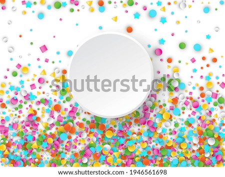 Colored Carnaval Confetti Explosion Background with Stars, Squares, Triangles, Circles. Abstract Geometric Shapes 3d Raster Pattern for Birthday and Party Design