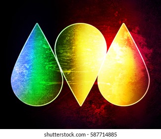 Colored drops on a grunge background