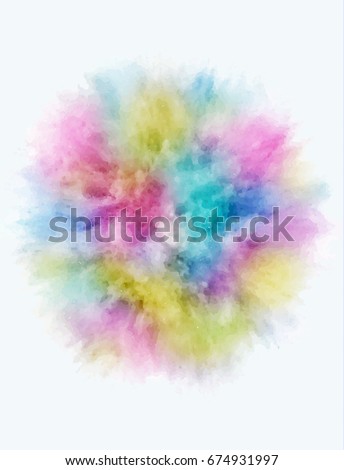 A colored explosion of powder. Flying in different directions powder for design and decoration. Illustration
