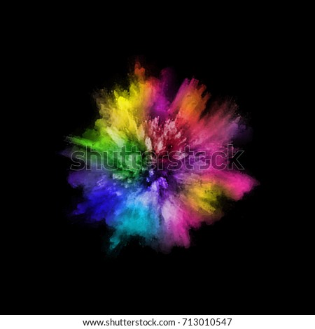 A colored explosion of powder. Flying in different directions powder for design and decoration. Illustration