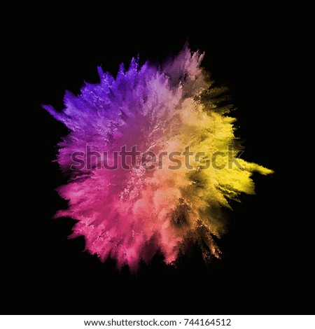 A colored explosion of powder. Flying in different directions powder for design and decoration. Illustration