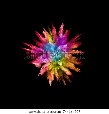 A colored explosion of powder. Flying in different directions powder for design and decoration. Illustration