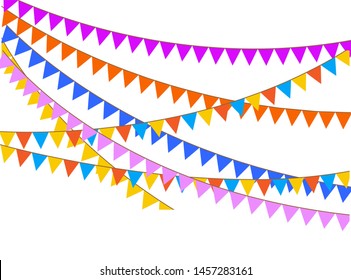 Colored Flags On Rope Decorations Icons Stock Vector (Royalty Free ...